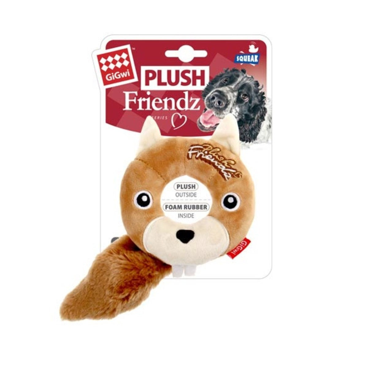 PLUSH FRIENDZ With Foam Rubber Ring and Squeaker - Squirrel