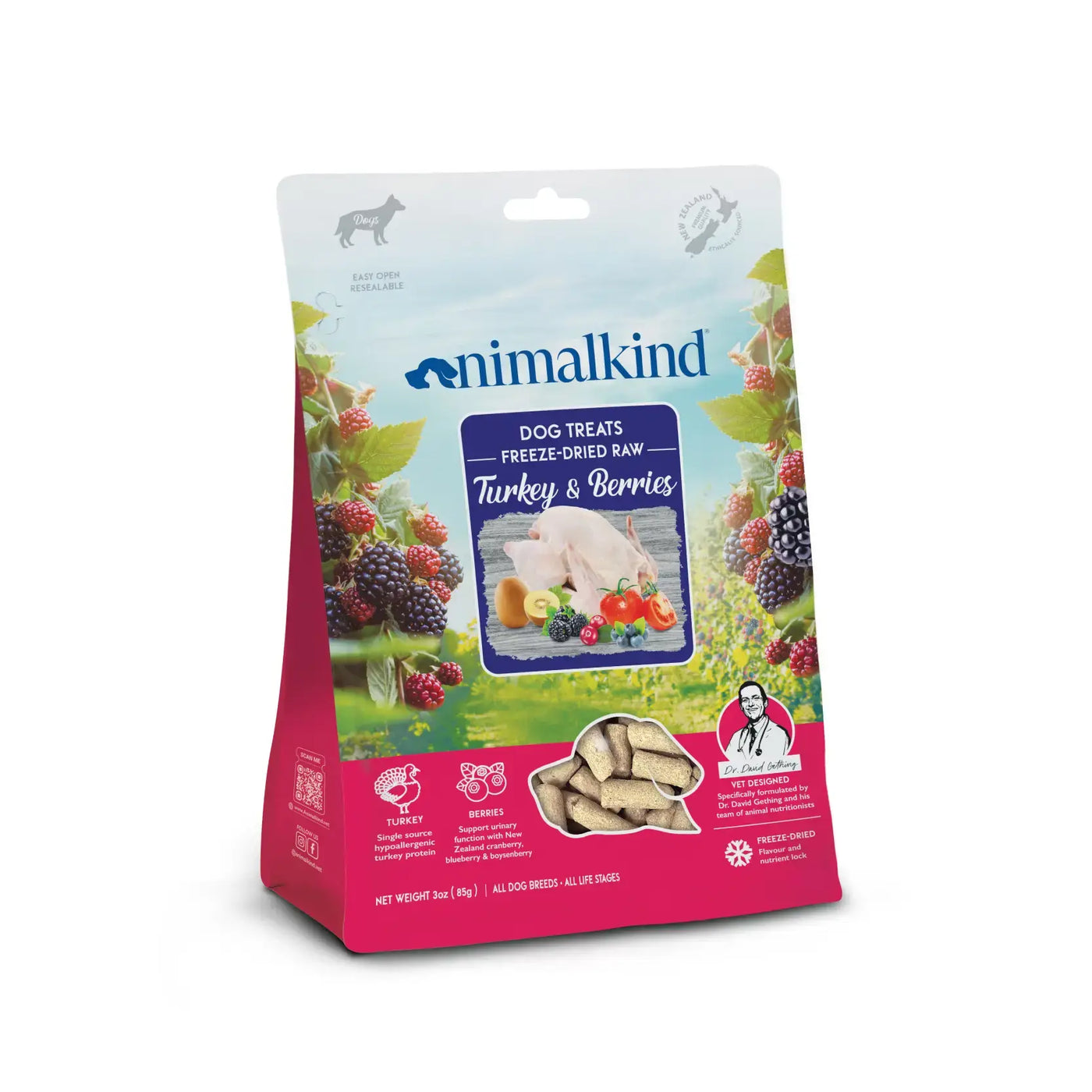 Animalkind 凍乾生肉狗零食 - 火雞和野莓 85g