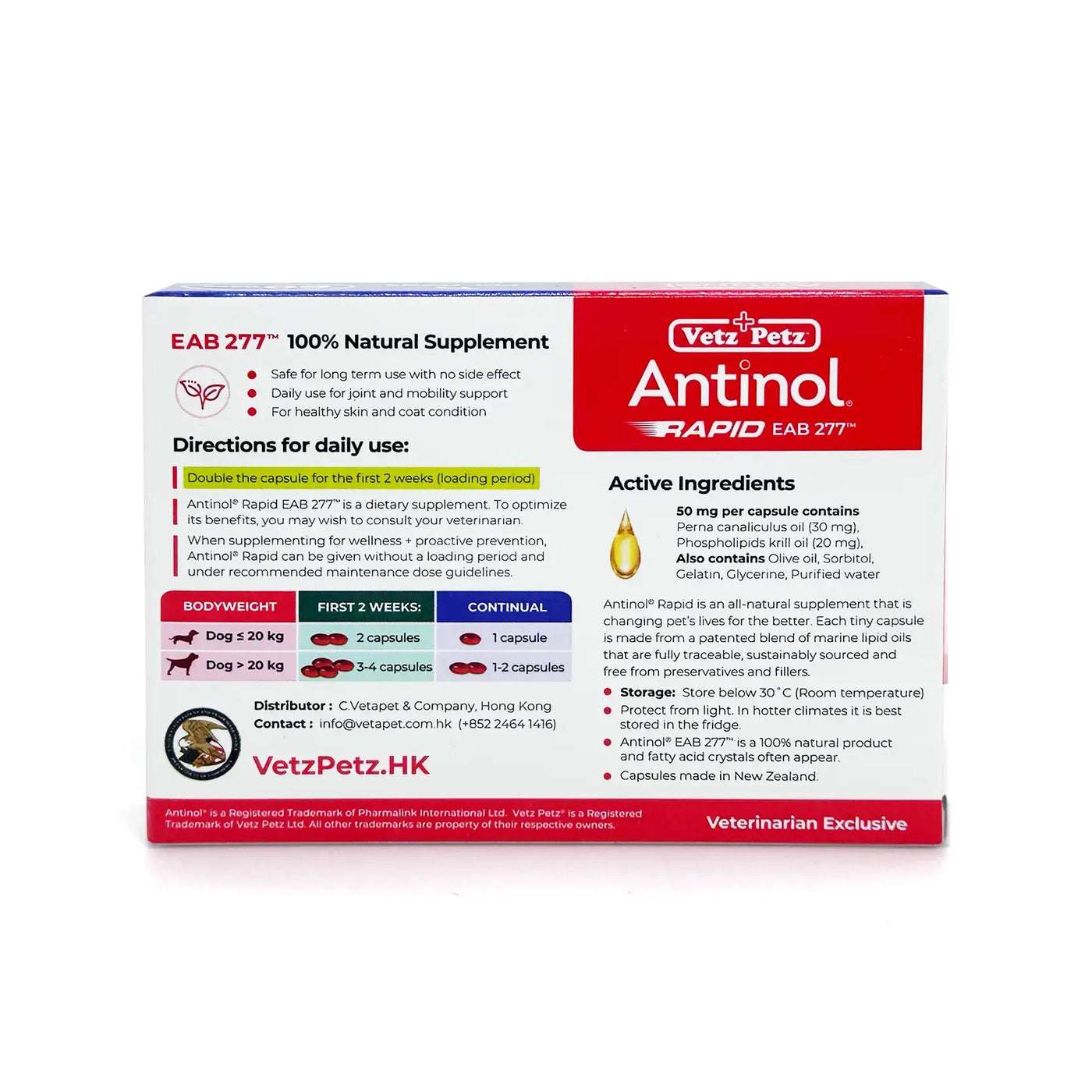 Antinol RAPID Soft Gel Capsule (Joint Supplement for Dogs)