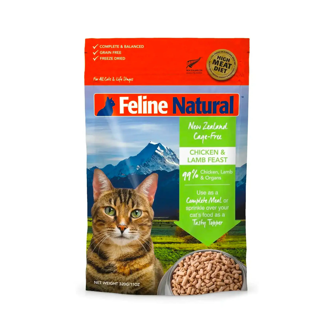 Feline Natural Freeze Dried Cat Food - Chicken And Lamb Feast 320g