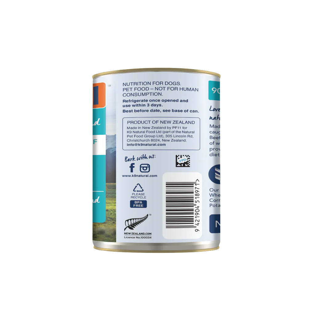 K9 Natural Canned Dog Food - Hoki & Beef Feast