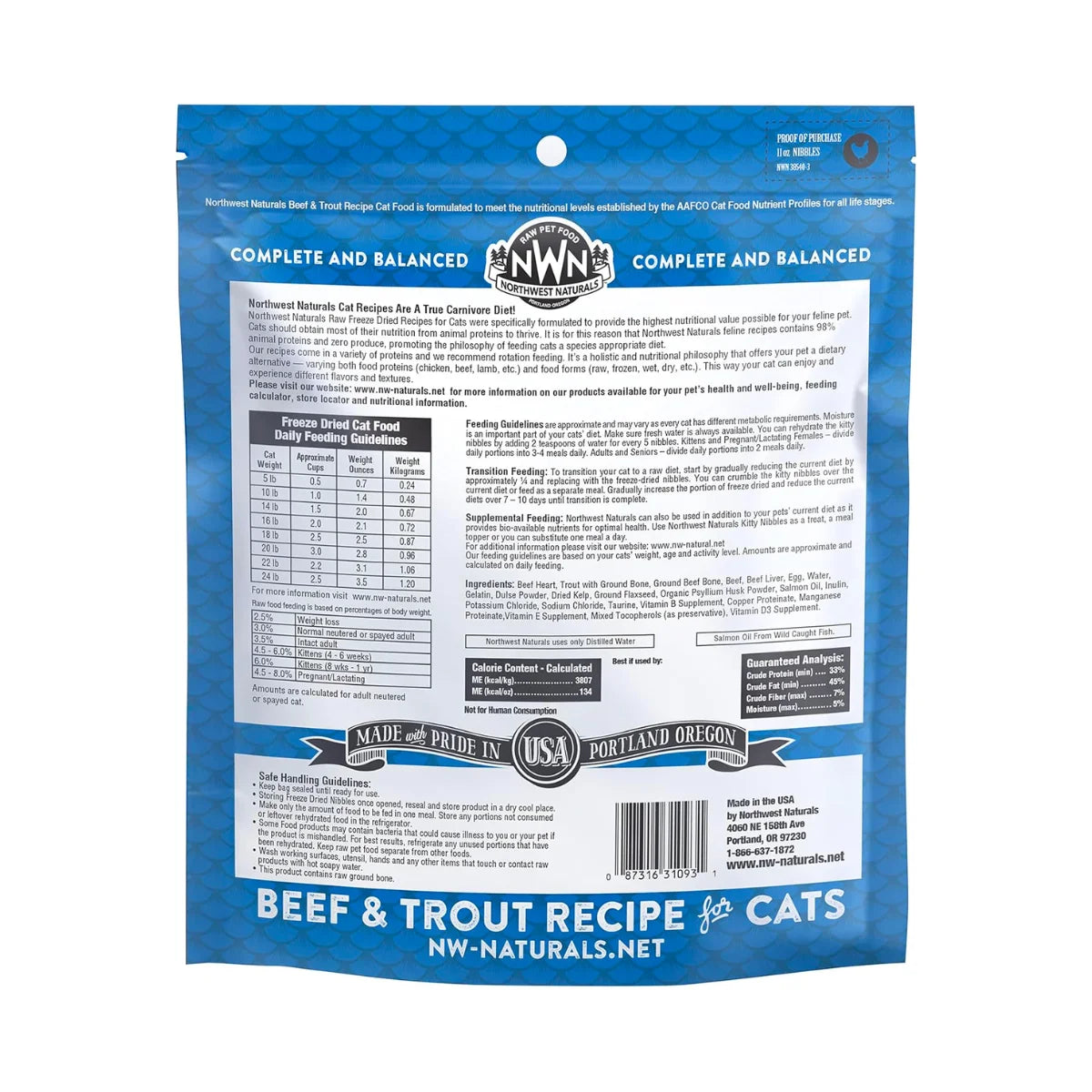 Northwest Naturals | Freeze-Dried Diet for Cats | Beef & Trout Recipe