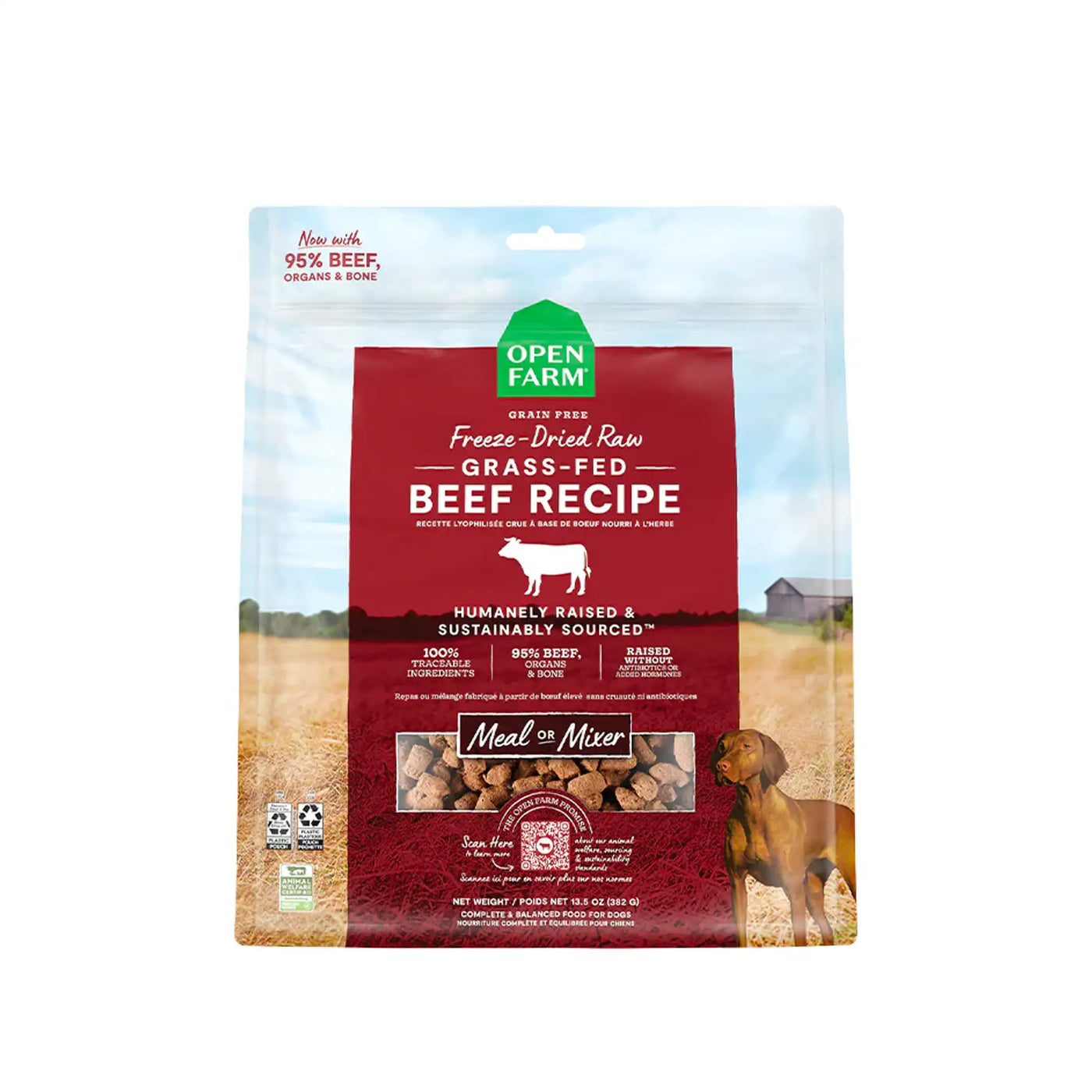 Open Farm Freeze Dried Raw Dog Food Grass-Fed Beef Recipe 13.5oz