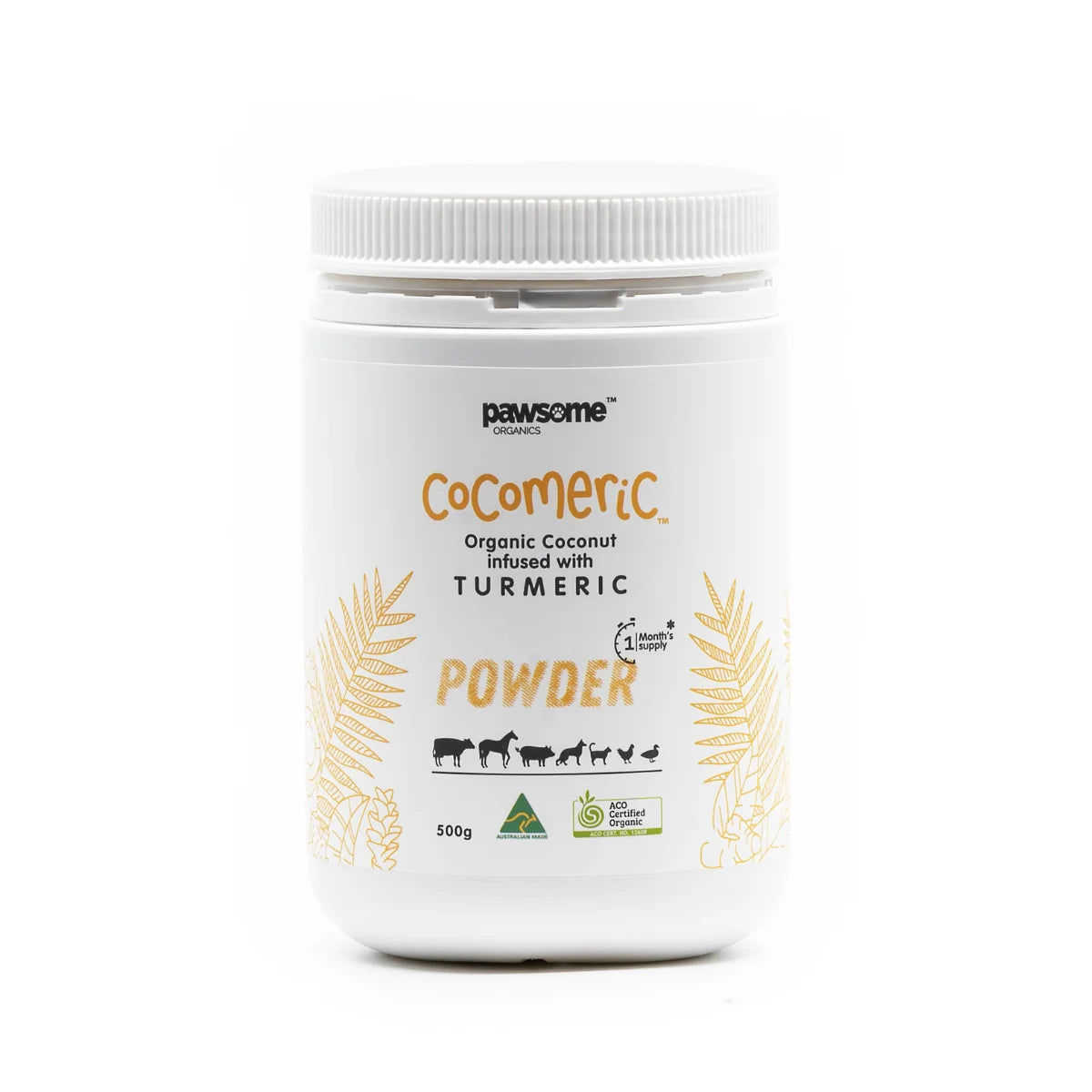 Pawsome Organics - Cocomeric Powder Organics Coconut Infused with Turmeric 450ml