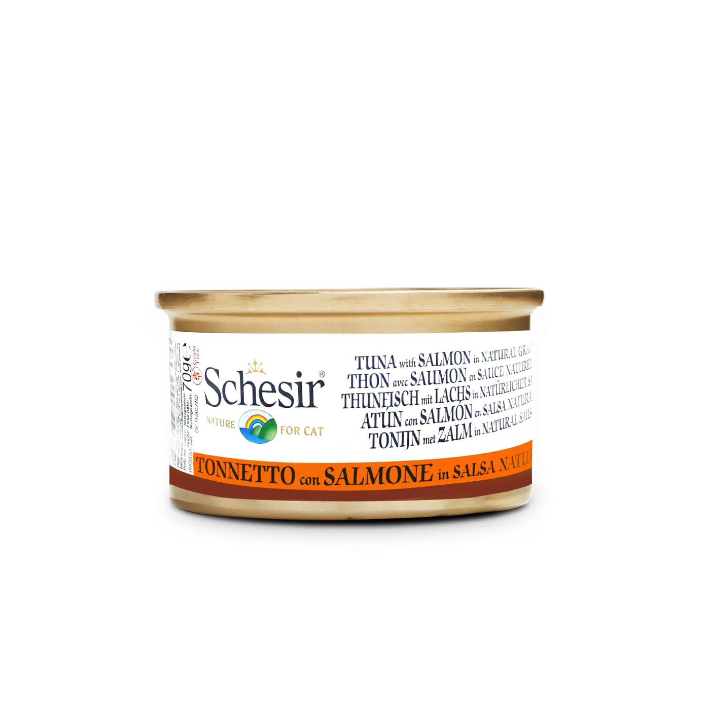 Schesir - Complementary Grain Free Wet Food For Adult Cats - Tuna With Salmon In Natural Gravy 70g