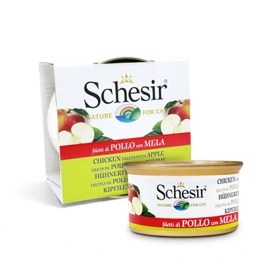 Schesir - Complementary Wet Food for Adult Cats - Chicken Fillets with Apple 85g