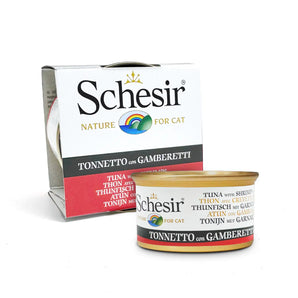 Schesir - Complementary Wet Food for Adult Cats - Tuna with Shrimps 85g