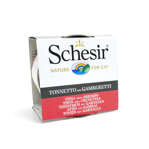 Schesir - Complementary Wet Food for Adult Cats - Tuna with Shrimps 85g