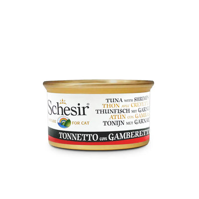 Schesir - Complementary Wet Food for Adult Cats - Tuna with Shrimps 85g