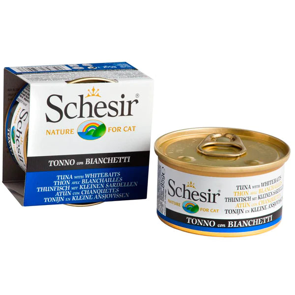 Schesir - Complementary Wet Food for Adult Cats - Tuna with Whitebaits 85g