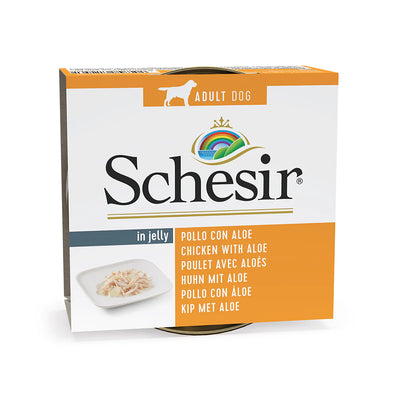 Schesir - Complementary Wet Food for Adult Dogs - Chicken Fillets with Aloe in Jelly 150g
