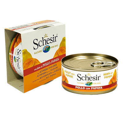 Schesir - Complementary Wet Food for Adult Dogs - Chicken Fillets with Papaya in Jelly 150g