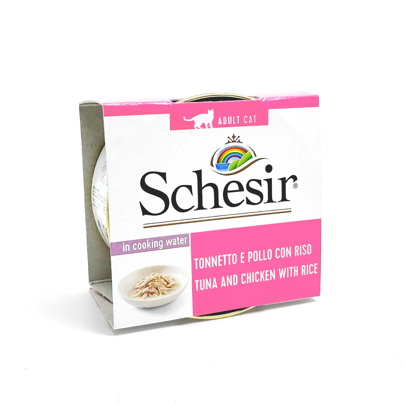 Schesir - Complete Wet Food for Adult Cats - Tuna and Chicken with Rice in Cooking Water 