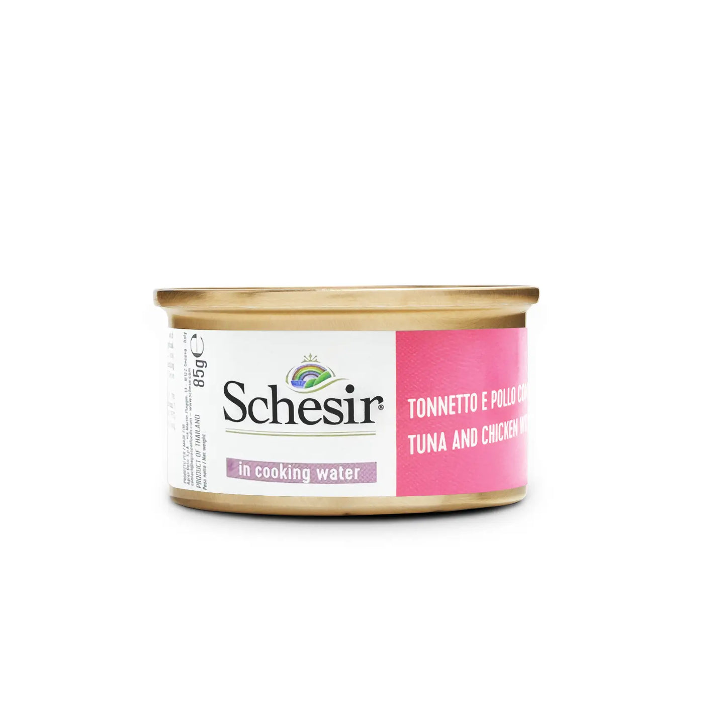 Schesir - Complete Wet Food for Adult Cats - Tuna and Chicken with Rice in Cooking Wate