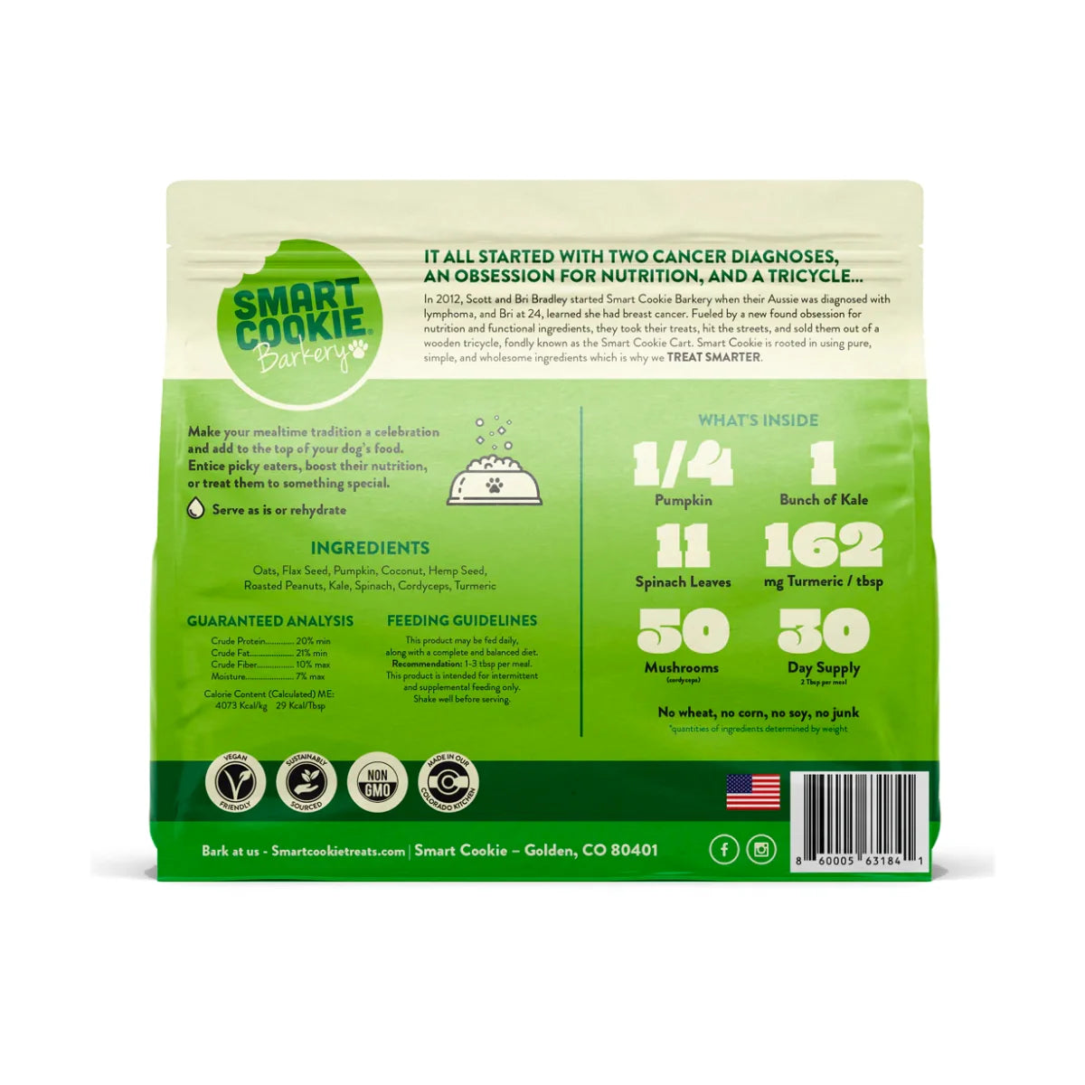 Smart Cookie Barkery Veggie Dog Food Topper with Spinach Vetopia