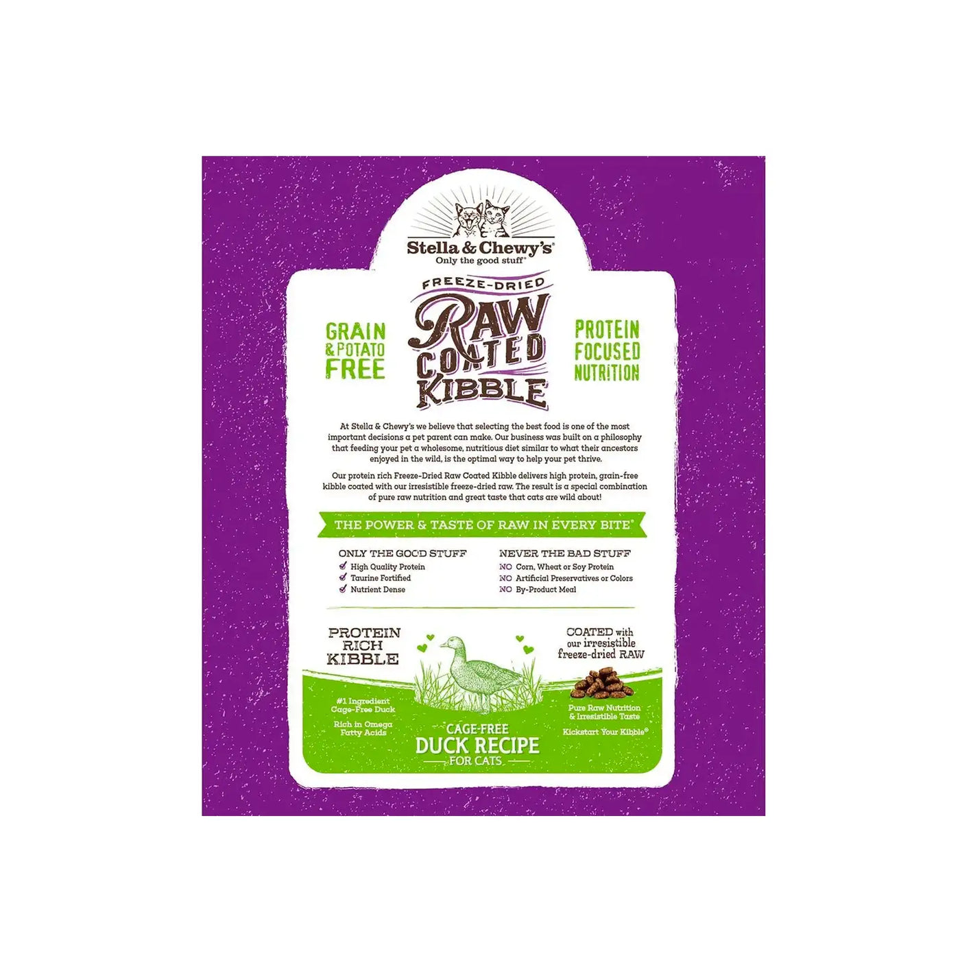 Stella & Chewy's - Freeze Dried Raw Coated Kibble for Cats (Cage-Free Duck Recipe)