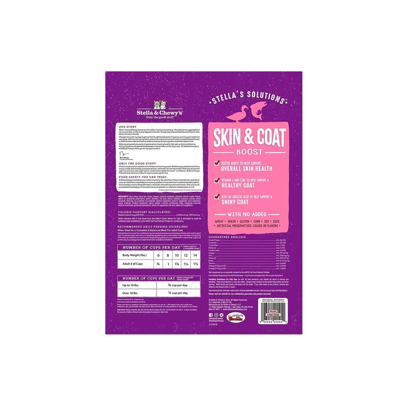 Stella’s Solutions Skin & Coat Boost Cage Free Duck & Wild Caught Salmon Dinner Mixers for Cats 7.5oz