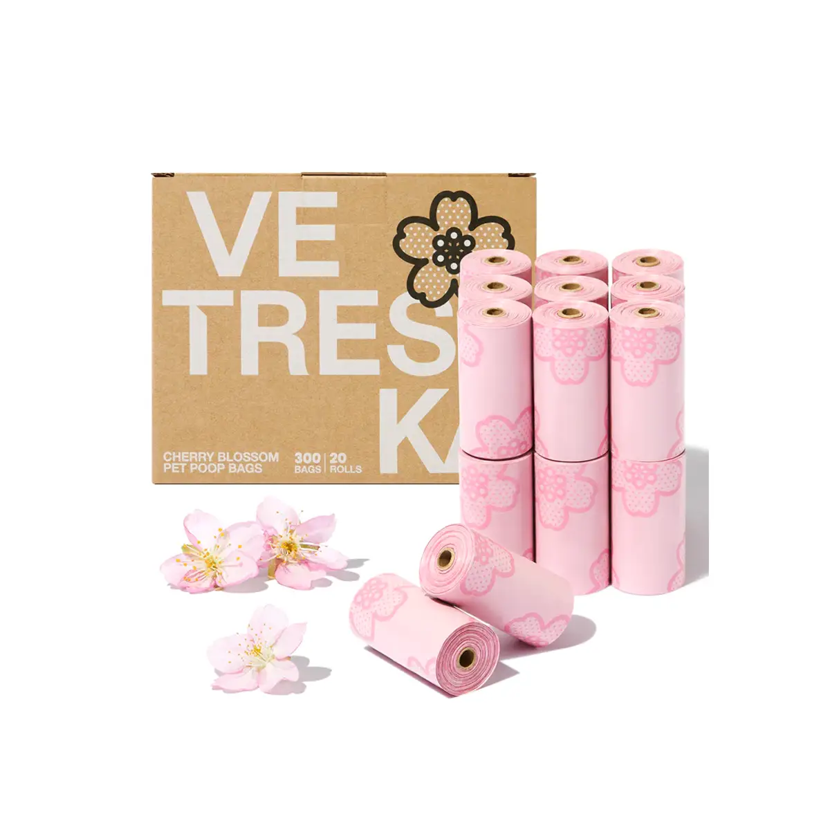 Vetreska - Cherry Blossom Pet Poop Bags Refill Set (20 Rolls)
