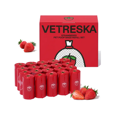 Vetreska - Strawberry Pet Poop Bags Refill Set (20 Rolls)