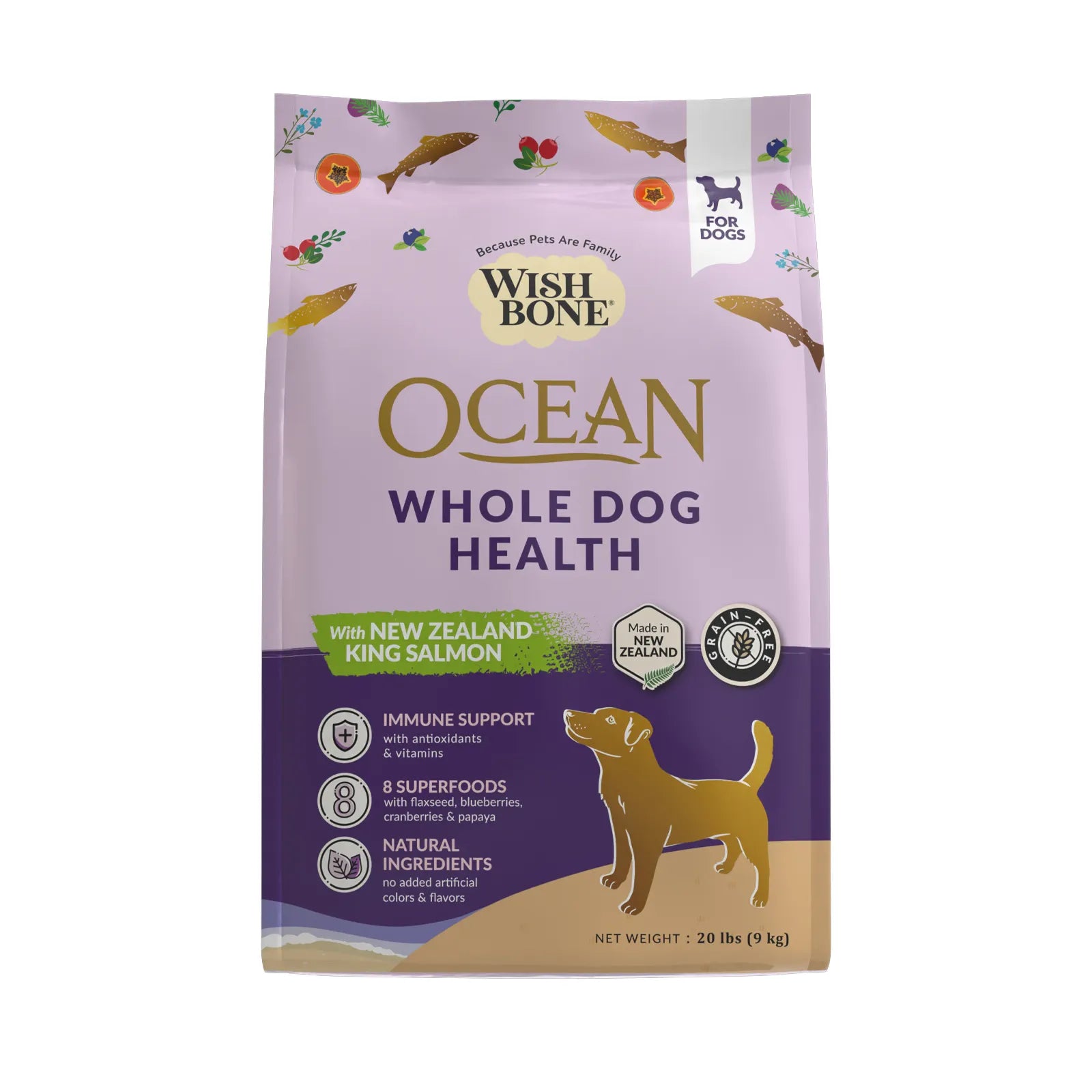 Wishbone Ocean Whole Dog Health (Real New Zealand King Salmon)  - All Life Stages
