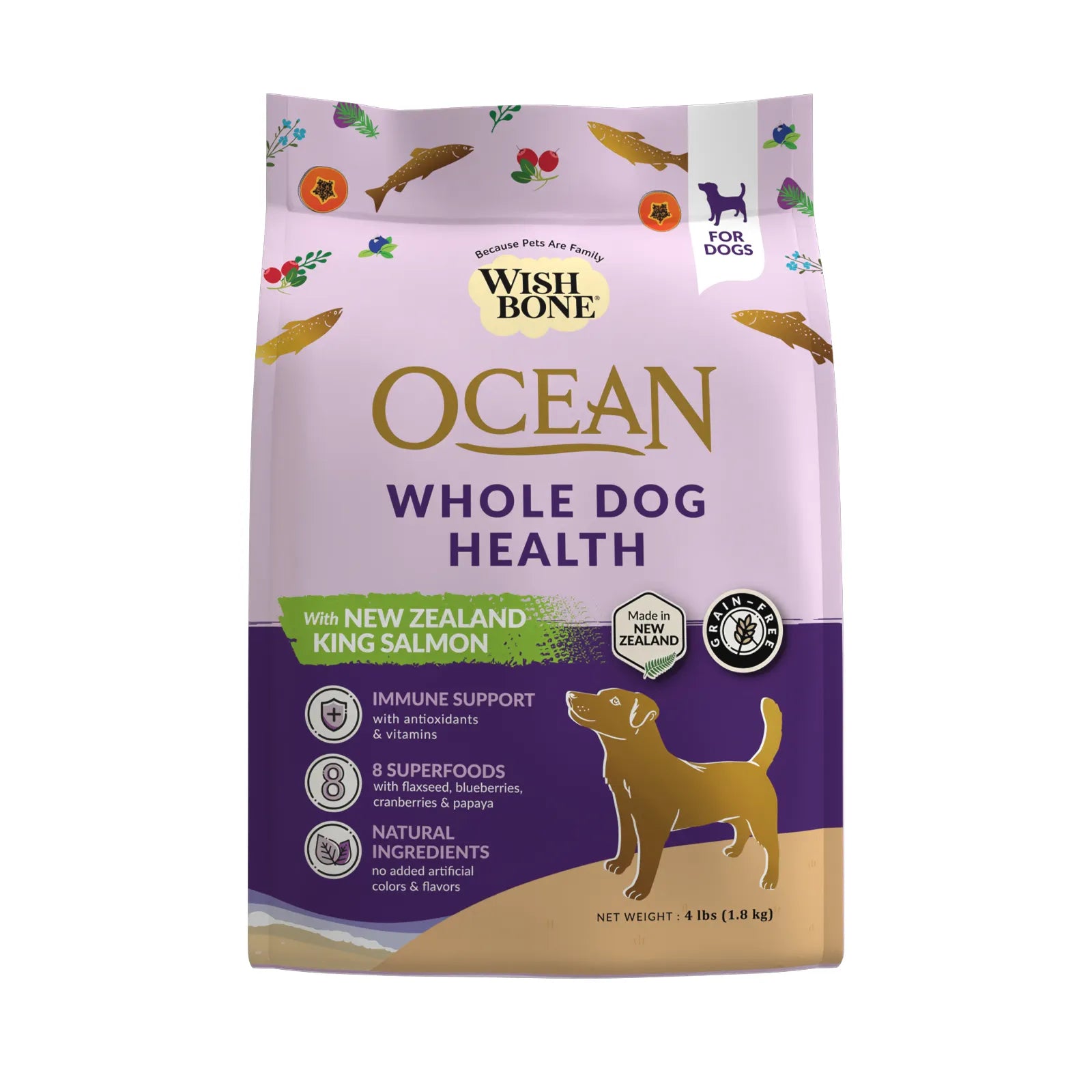 Wishbone Ocean Whole Dog Health (Real New Zealand King Salmon)  - All Life Stages