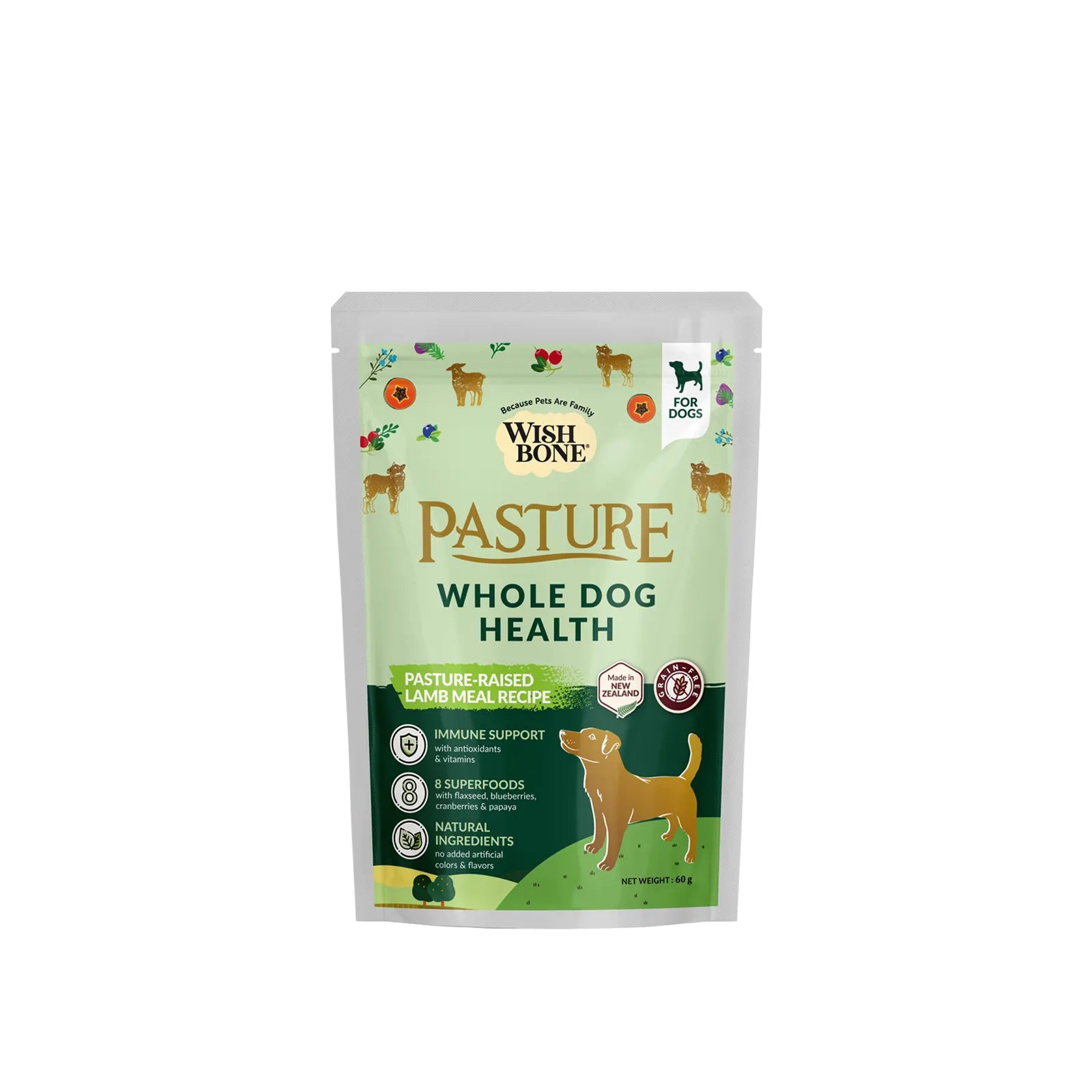 Wishbone Pasture Whole Dog Health (Free-range Grass-fed New Zealand Lamb) - All Life Stages except large breed puppies