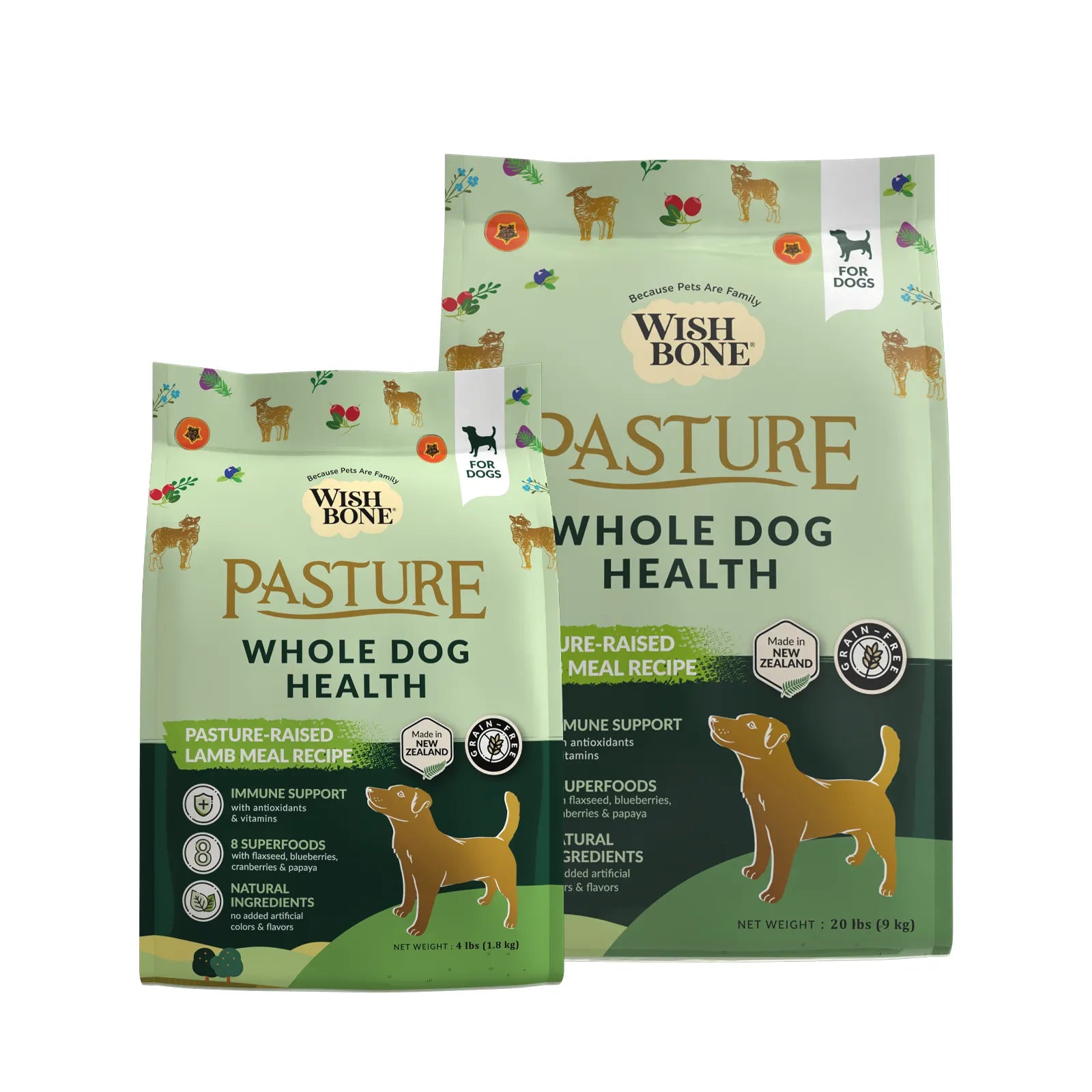 Wishbone Pasture Whole Dog Health (Free-range Grass-fed New Zealand Lamb) - All Life Stages except large breed puppies