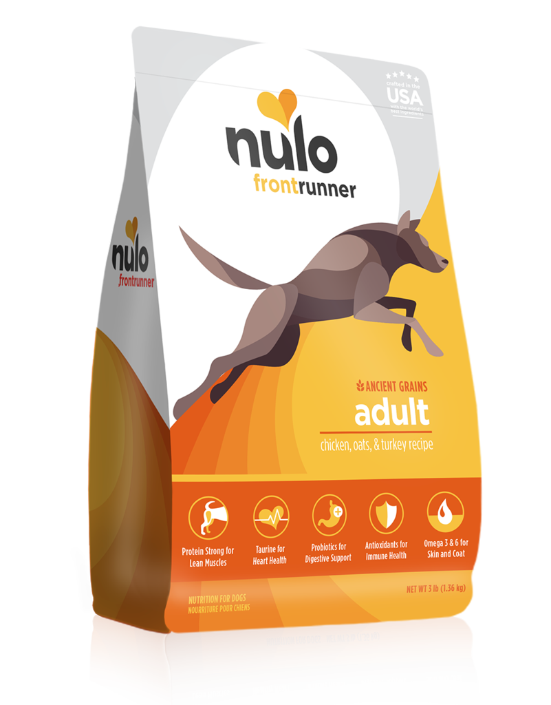 Nulo Frontrunner High-Meat Kibble for Adult Dogs - chicken, oats & turkey recipe