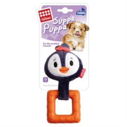 GiGwi Suppa Puppa Interactive Small Rubber Squeaky Toy - Penguin