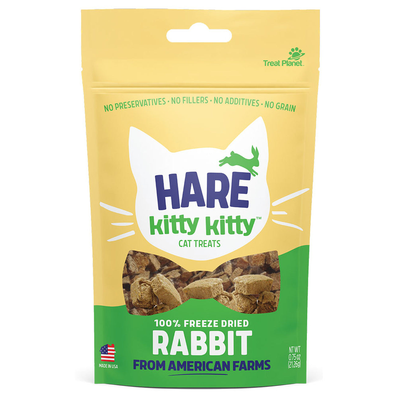 Kitty Kitty Cat Treats - HARE 100% Freeze Dried Rabbit Treats 0.9oz