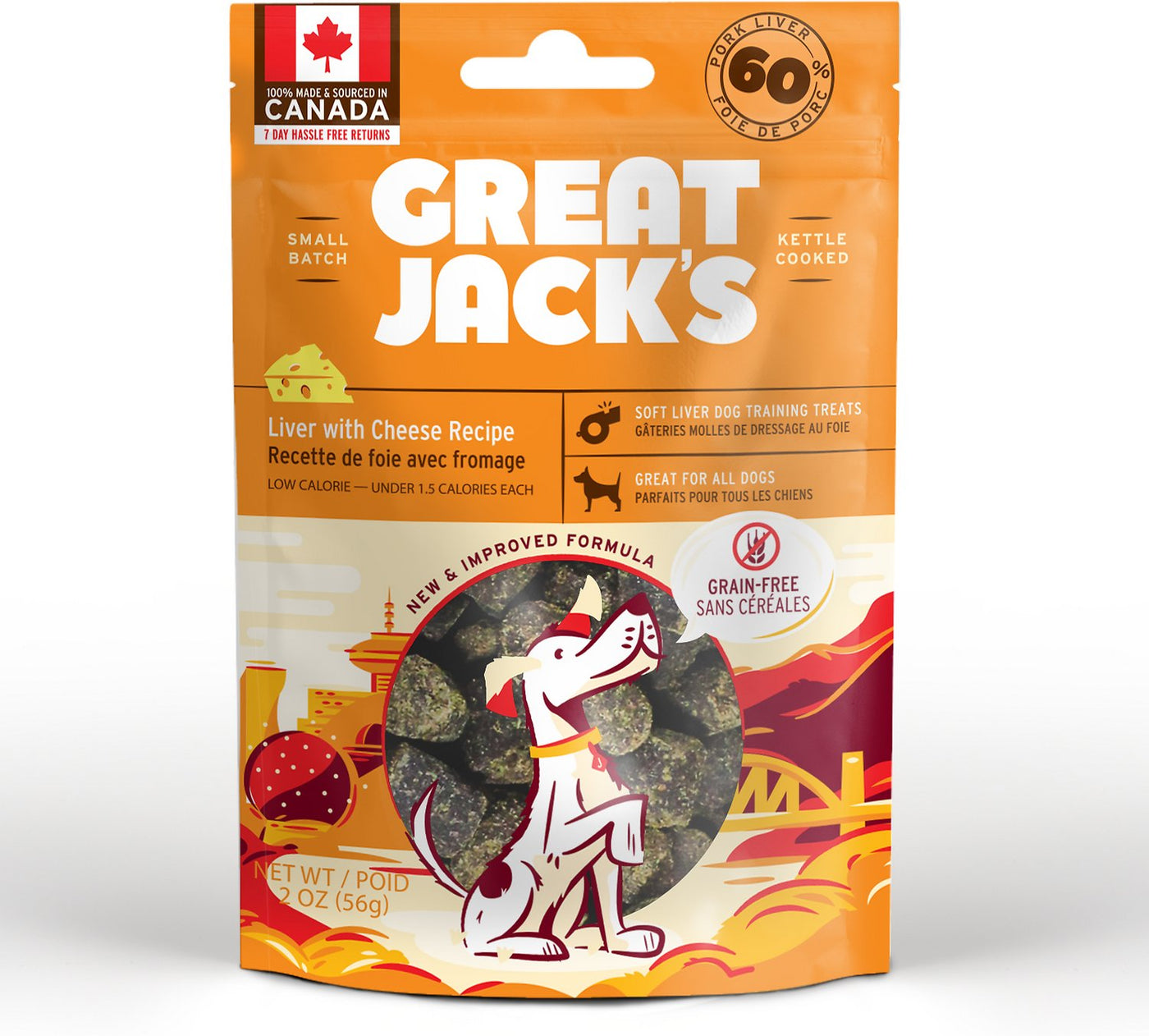 Great Jack's Big Bitz Liver & Cheese Recipe Grain-Free Dog Treats 2oz