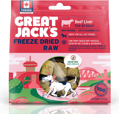 Great Jack's Freeze-Dried Raw Beef Liver Dog Treats 1oz