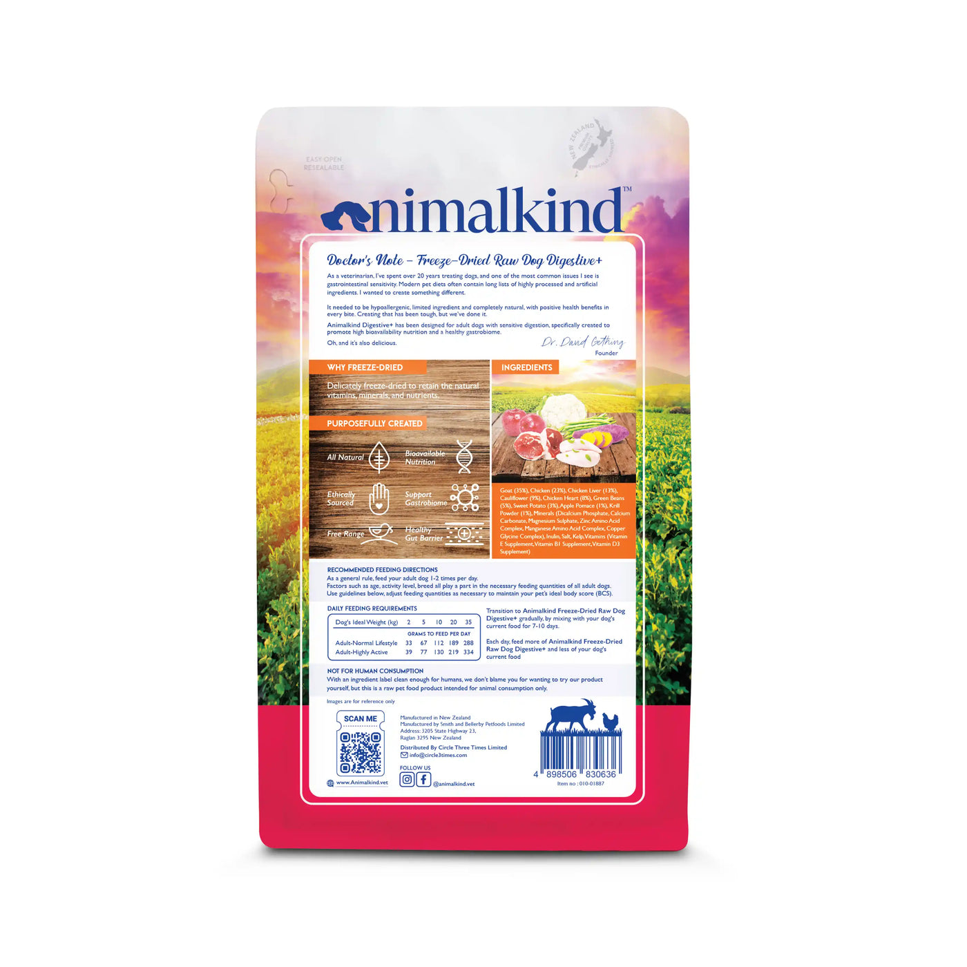Animalkind Digestive+ Dog Food - Goat & Chicken Freeze-Dried Raw