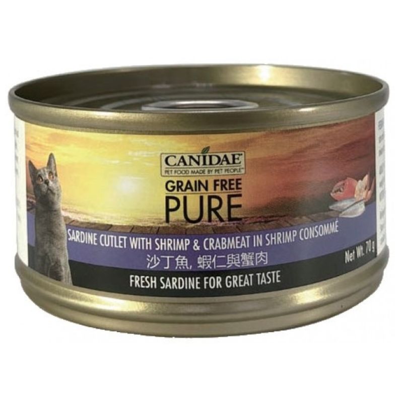 Canidae Pure Canned food for Cat - Sardine Cutlet with Shrimp and Crabmeat in Shrimp Consomme 70g
