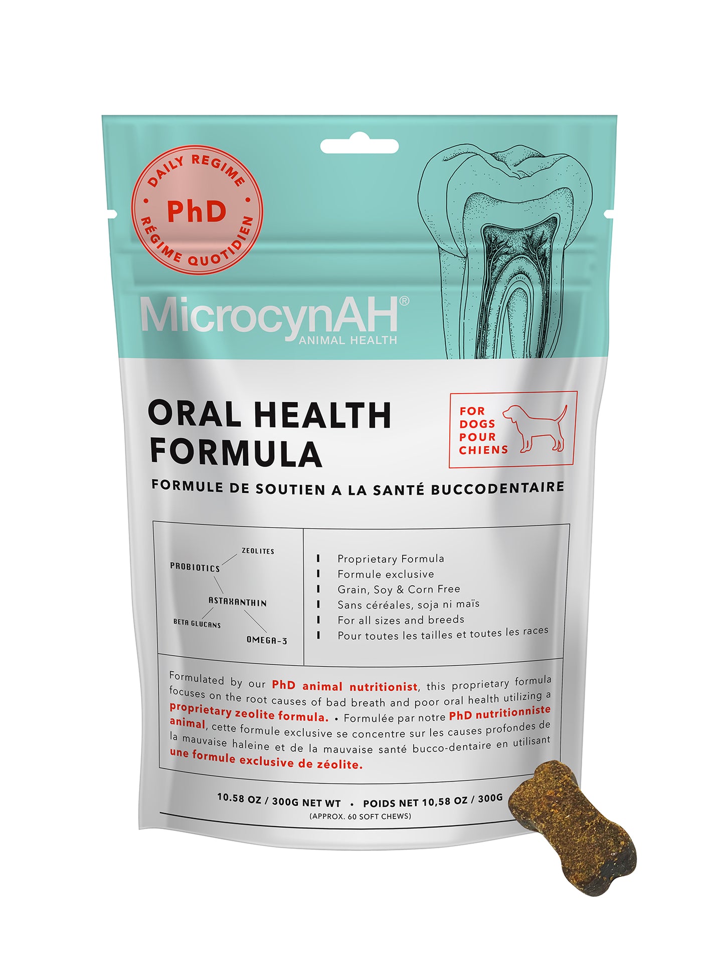 MicrocynAH phD Dog Treats - Oral Health Formula 60's
