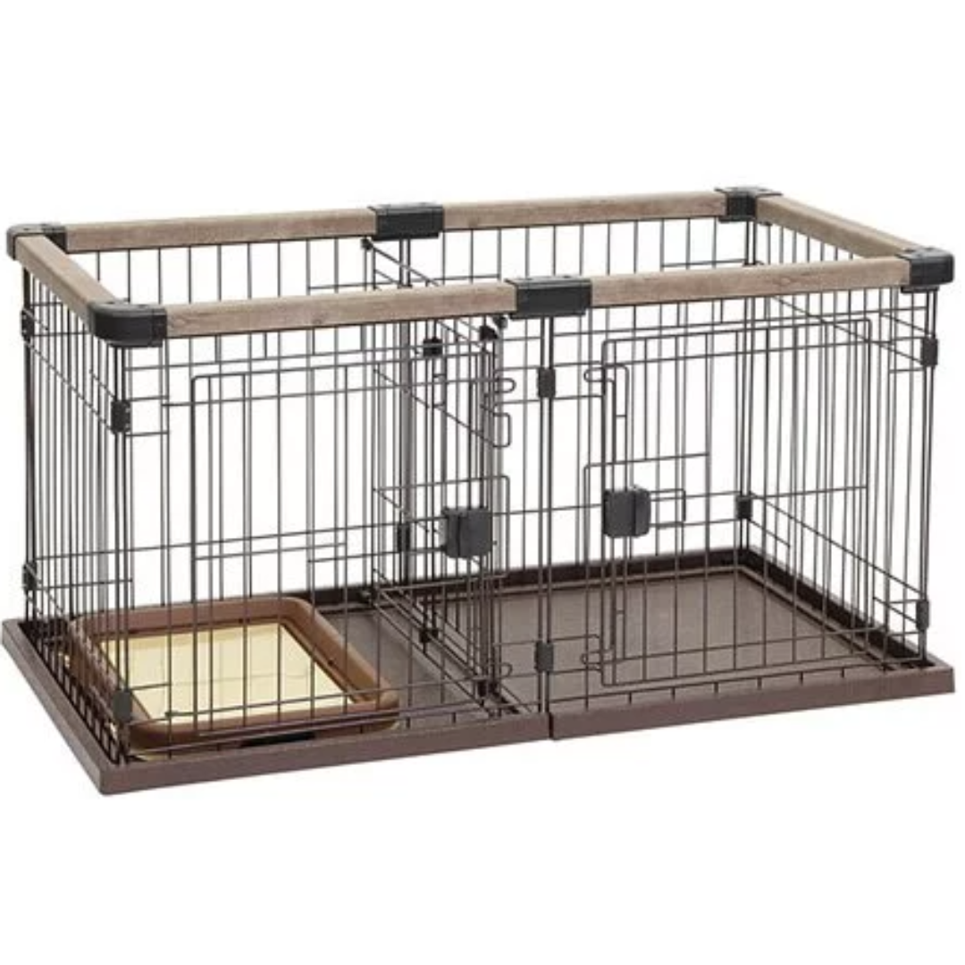 Petio - Brown Dog Toilet Training Cage (2 Adjustable Doors)