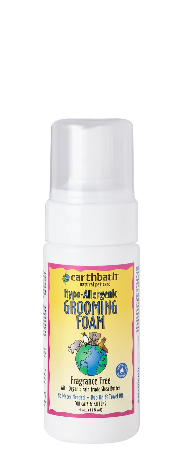 Earthbath Waterless Grooming Foam - For Cat & Kitten Hypoallergenic & Fragrance Free 4oz