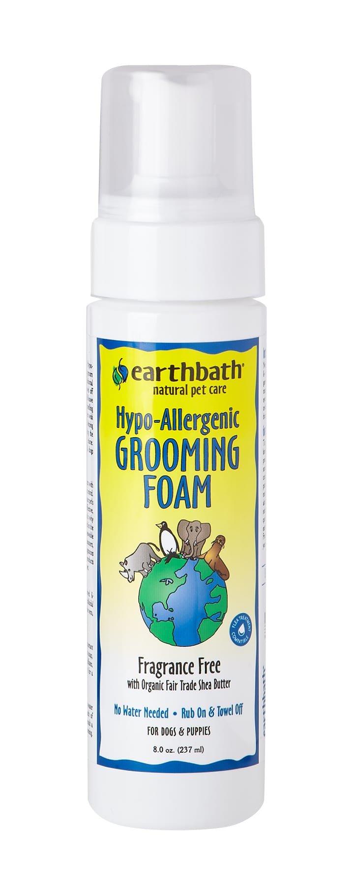 Earthbath Waterless Grooming Foam - Hypoallergenic & Fragrance Free 8oz