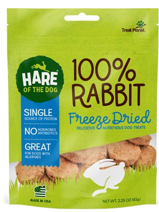 Hare Of The Dog Bagged Rabbit Dog Treats - 100% Rabbit Freeze Dried Treats 2.25oz