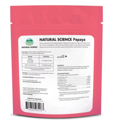 Oxbow Natural Science Papaya Support 60ct - Vetopia Online Store