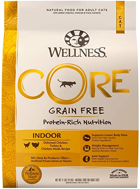 Wellness CORE - Grain Free Cat Food - Indoor Deboned Chicken, Turkey & Chicken Meal