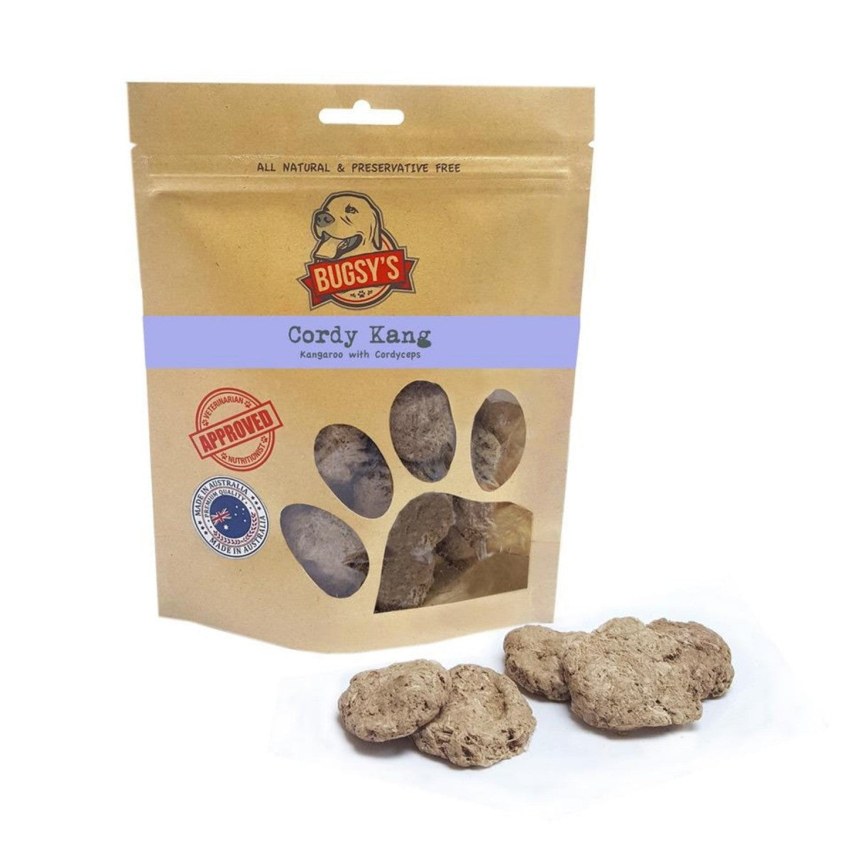 Bugsy's Dog Treats - Cordy Kang: Kangaroo with Cordyceps 70g