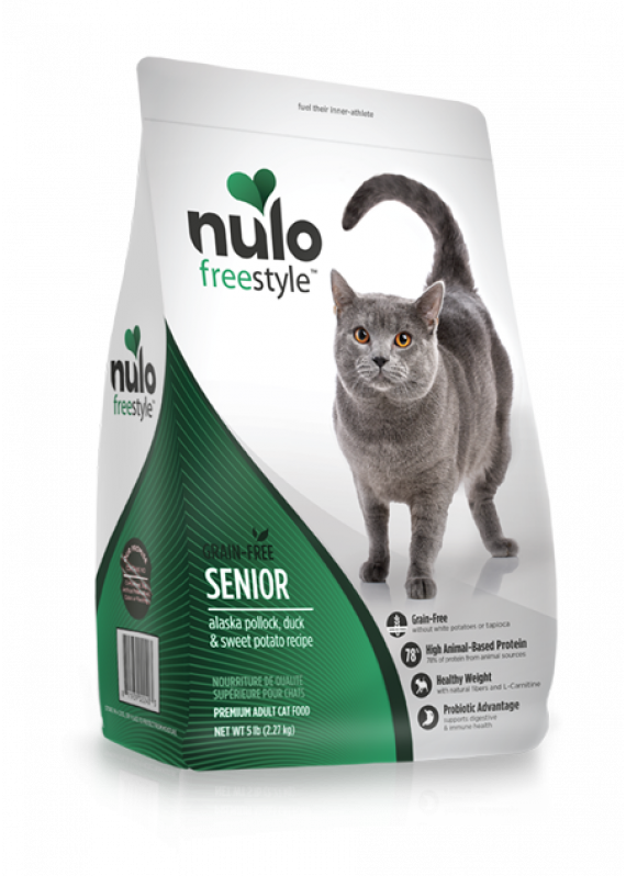 Nulo Freestyle Grain Free Cat Food - For Seniors Alaska Poolock, Duck & Sweet Potato Recipe