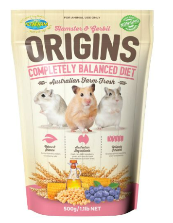 Vetafarm Origins Hamster & Gerbil Completely Balance Diet 500g - Vetopia Online Store