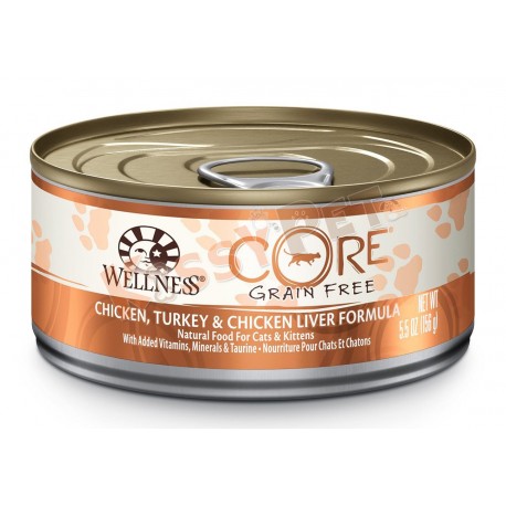 Wellness CORE Grain Free Cat Canned Food - Chicken, Turkey & Chicken Liver 5.5oz